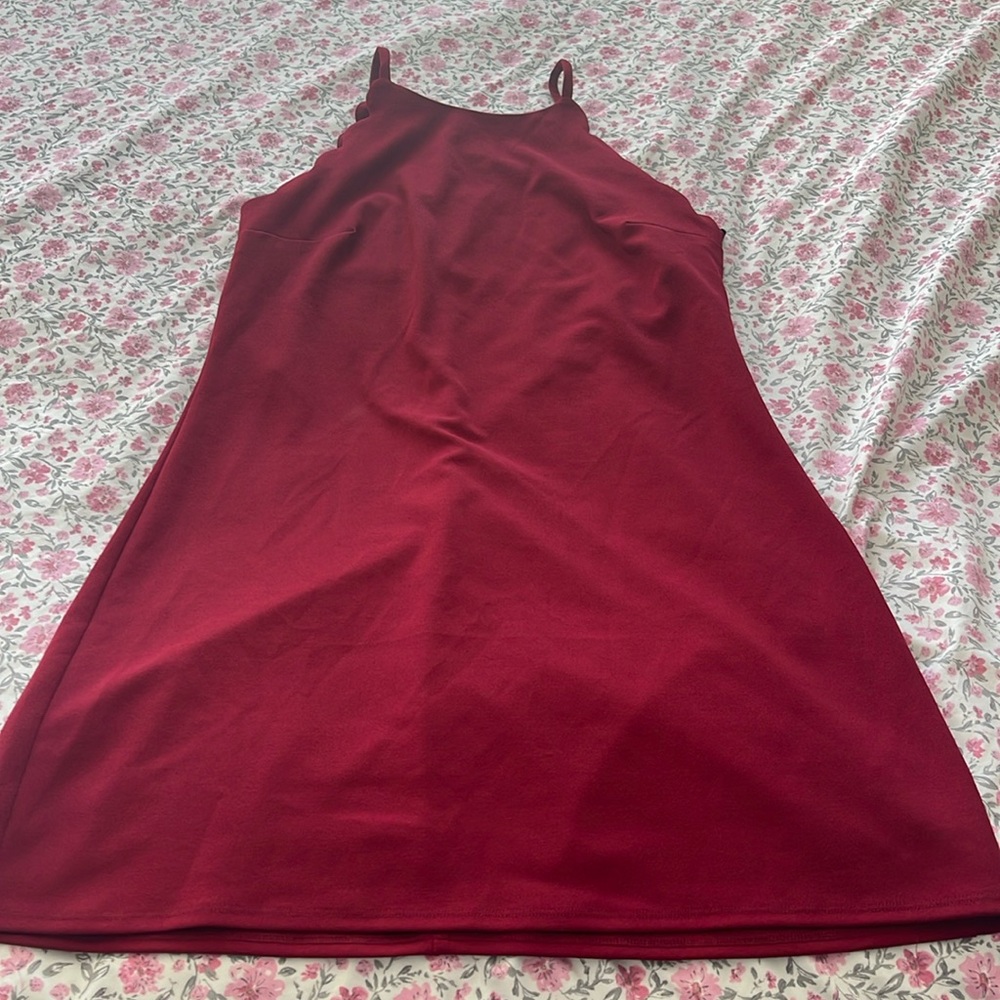 IZ Wine Scalloped Dress